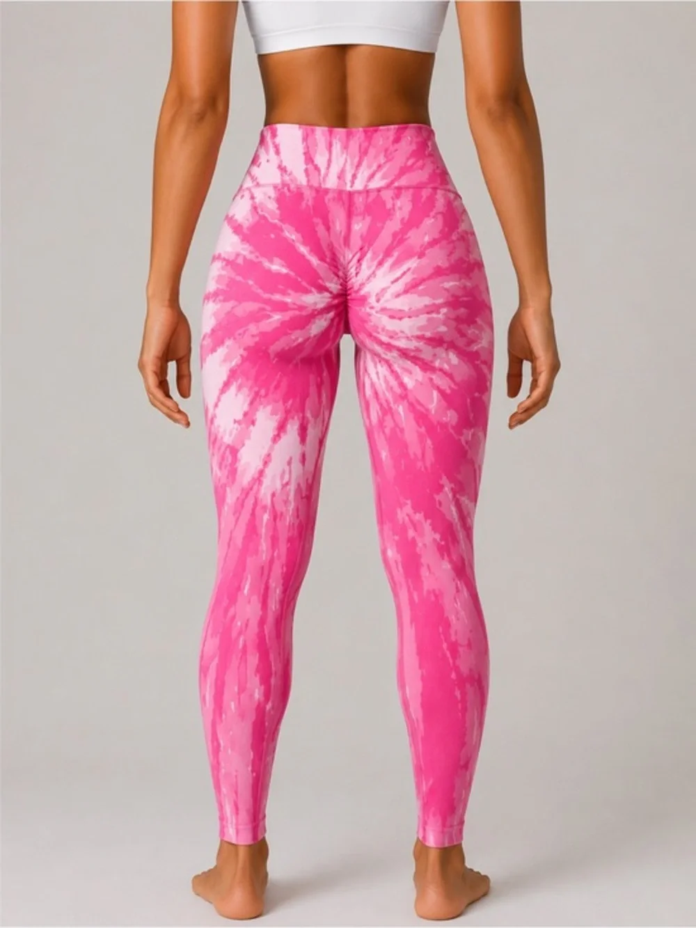 High-Rise Pink Tie-Dye Active Leggings